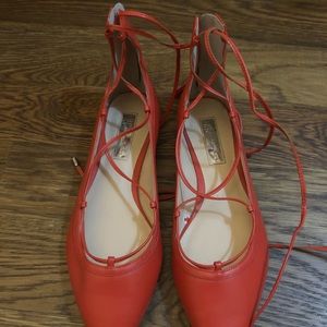 INC lace up orange flats